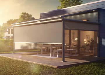 weinor Plaza Viva mit VertiTex II – zweimal Wetterschutz clever kombiniert