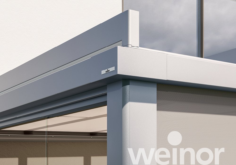 Glas-Terrassendach weinor Terrazza Pure VertiPlus Close up, mit VertiPlus, mit VertiTex II