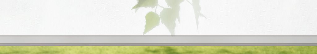 Transparente Markise mit einem weißen Markisentuch und einer grünen Terrassensituation im Hintergrund. Transparente Markise mit einem weißen Markisentuch und einer grünen Terrassensituation im Hintergrund.