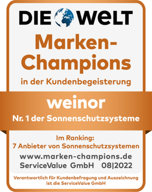 Siegel Marken-Champion 2022/2023 der Tageszeitung DIE WELT